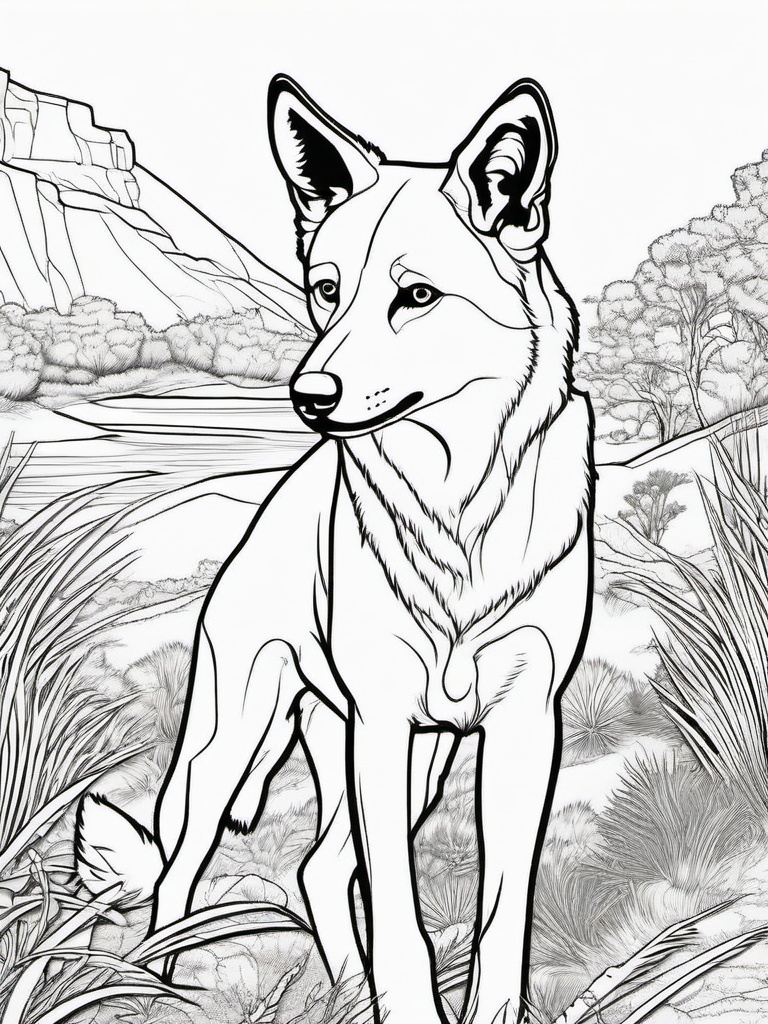 Dingo Coloring Pages - Wild Australian Canine  black outline printable coloring page