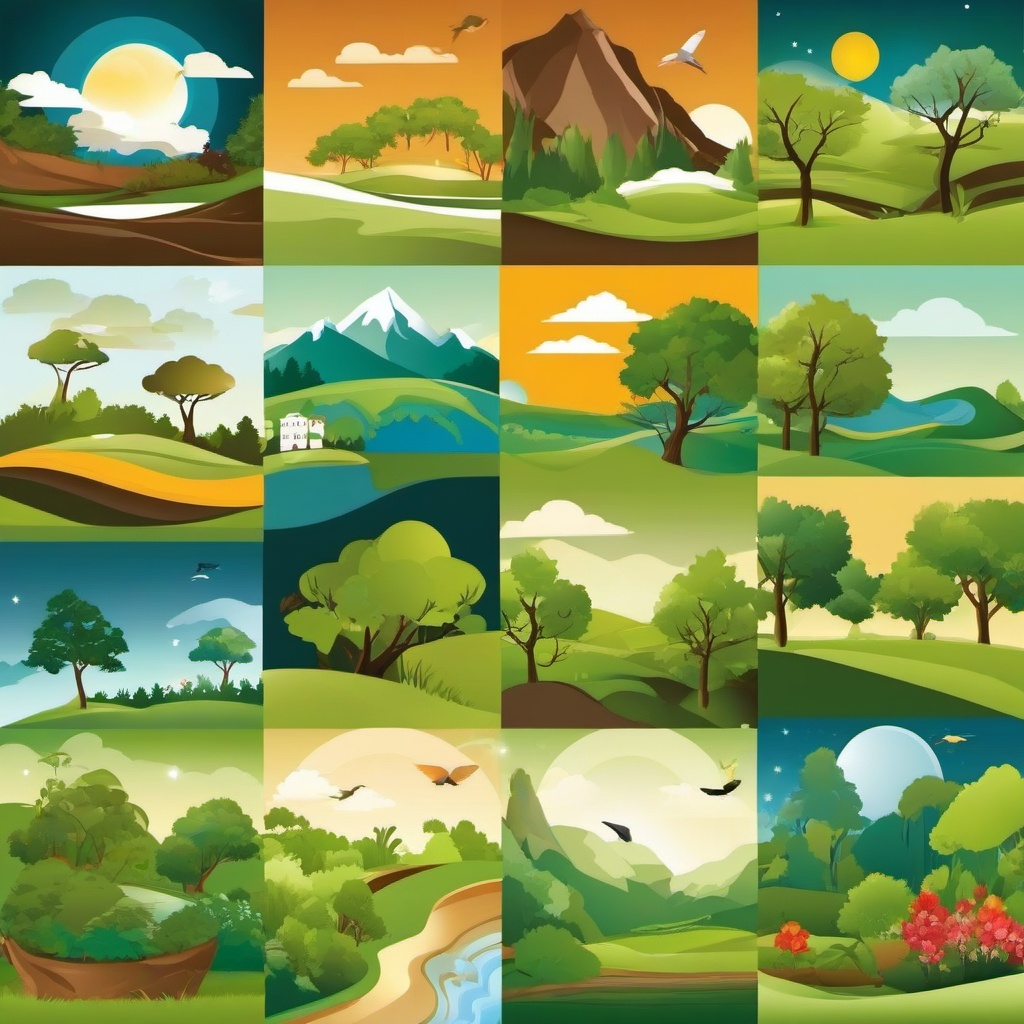 Earth clipart - Earth with nature scenes depicted  