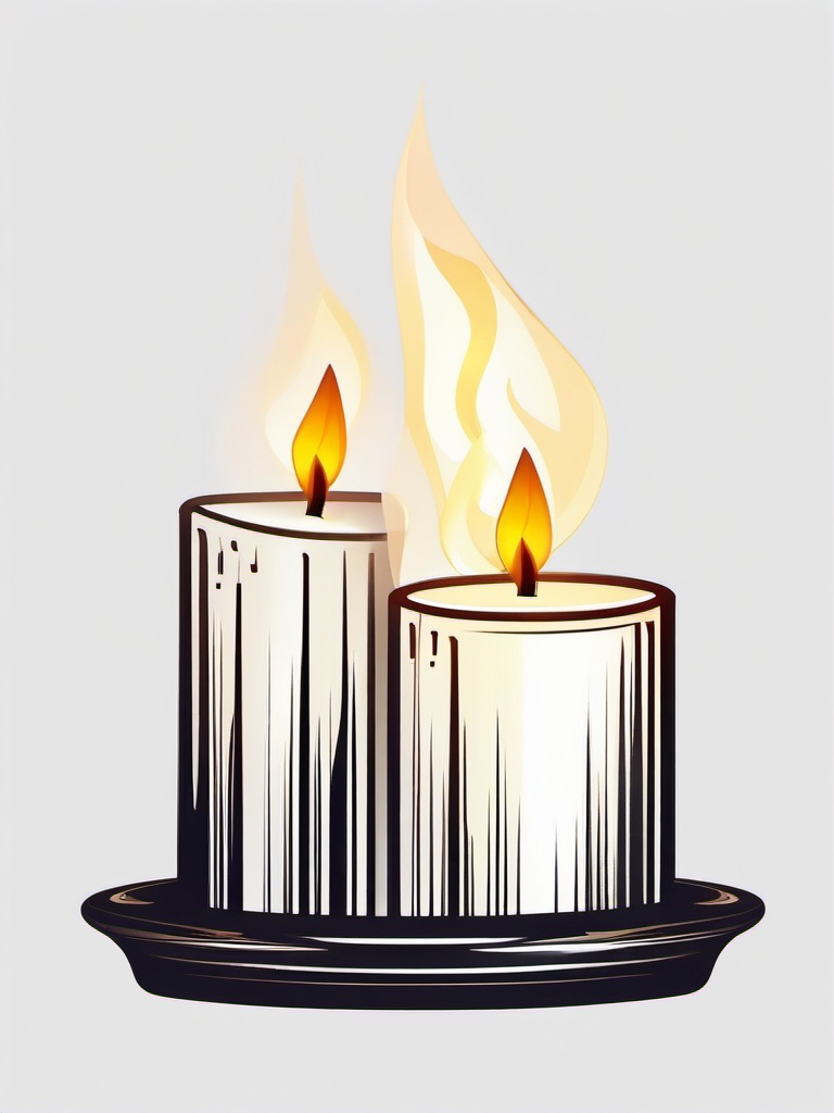 Candle clipart - Candle burning in the dark.  vector style illustration, white background