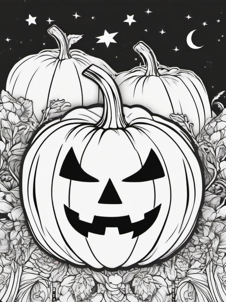 Pumpkin with Magic Wand Coloring Pages - Pumpkin Conjuring Magic with a Wand  minimal black outline printable sheet, coloring page