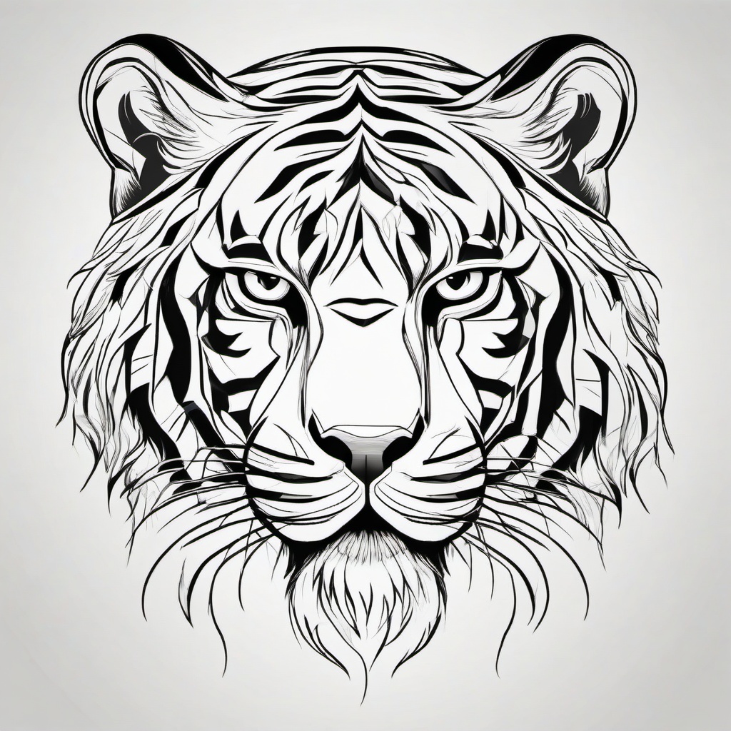 drawing of a cartoon tiger  minimal rough sketch scribbles,doodles,black and white