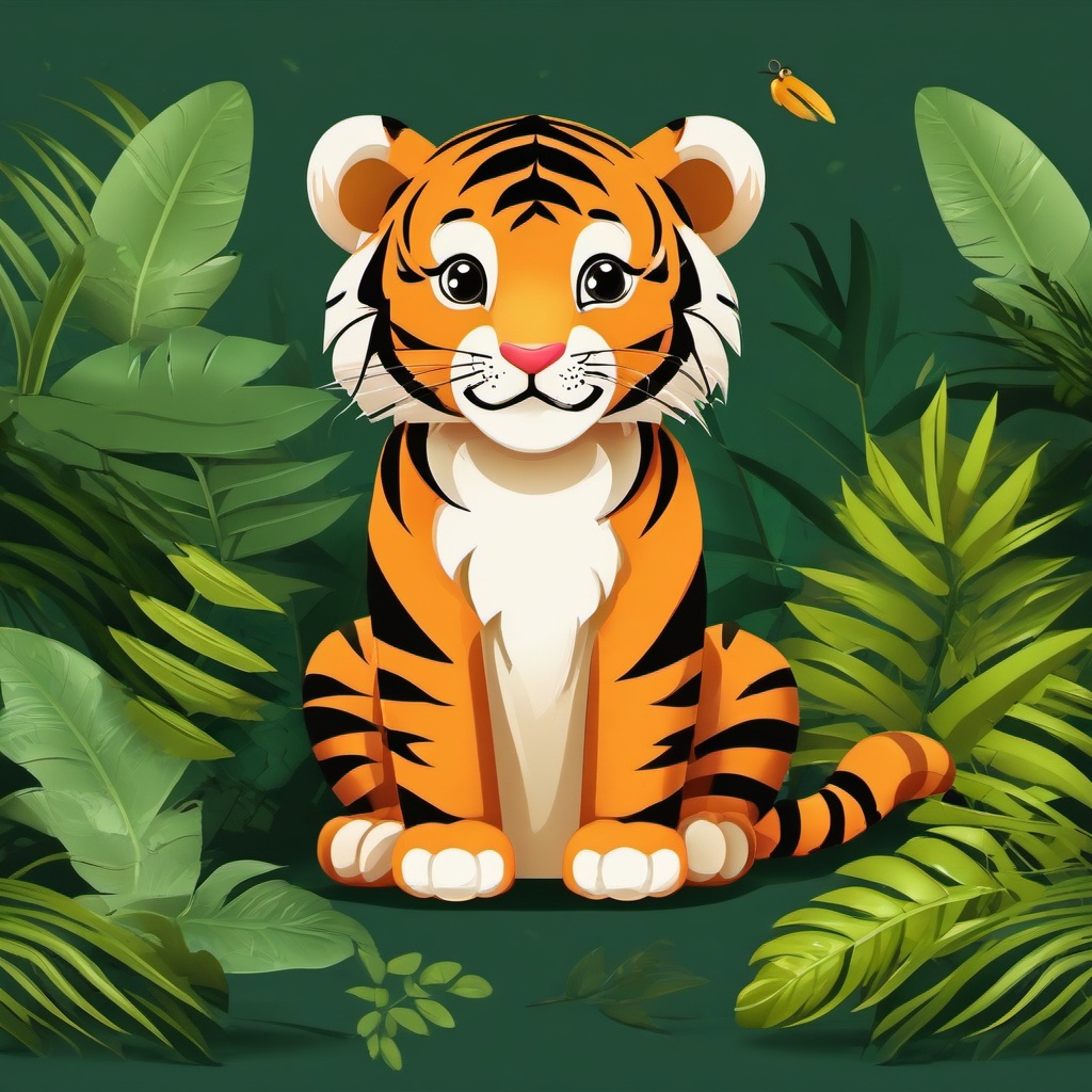 Cute Tiger in the Indian Jungle  clipart, simple