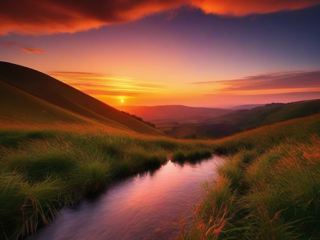 Sunset Wallpaper - Hills bathed in warm sunset glow.  sunset background