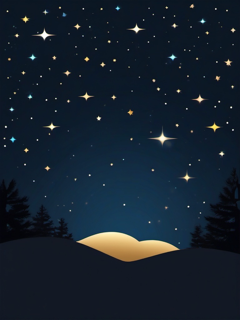 Star Clipart - A shining star in the night sky.  color clipart, minimalist, vector art, 