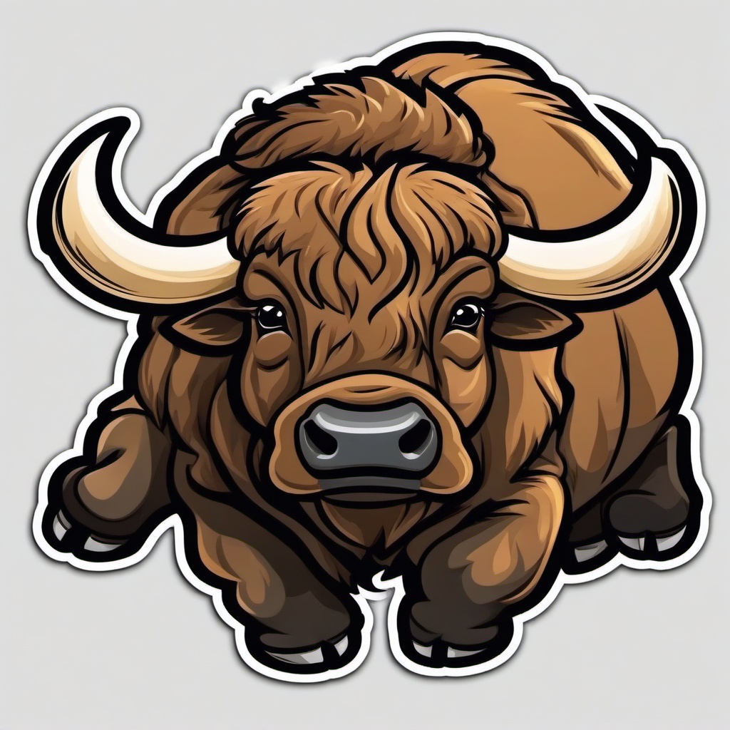 Buffalo cartoon - massive animal with a rugged coat  cartoon sticker style