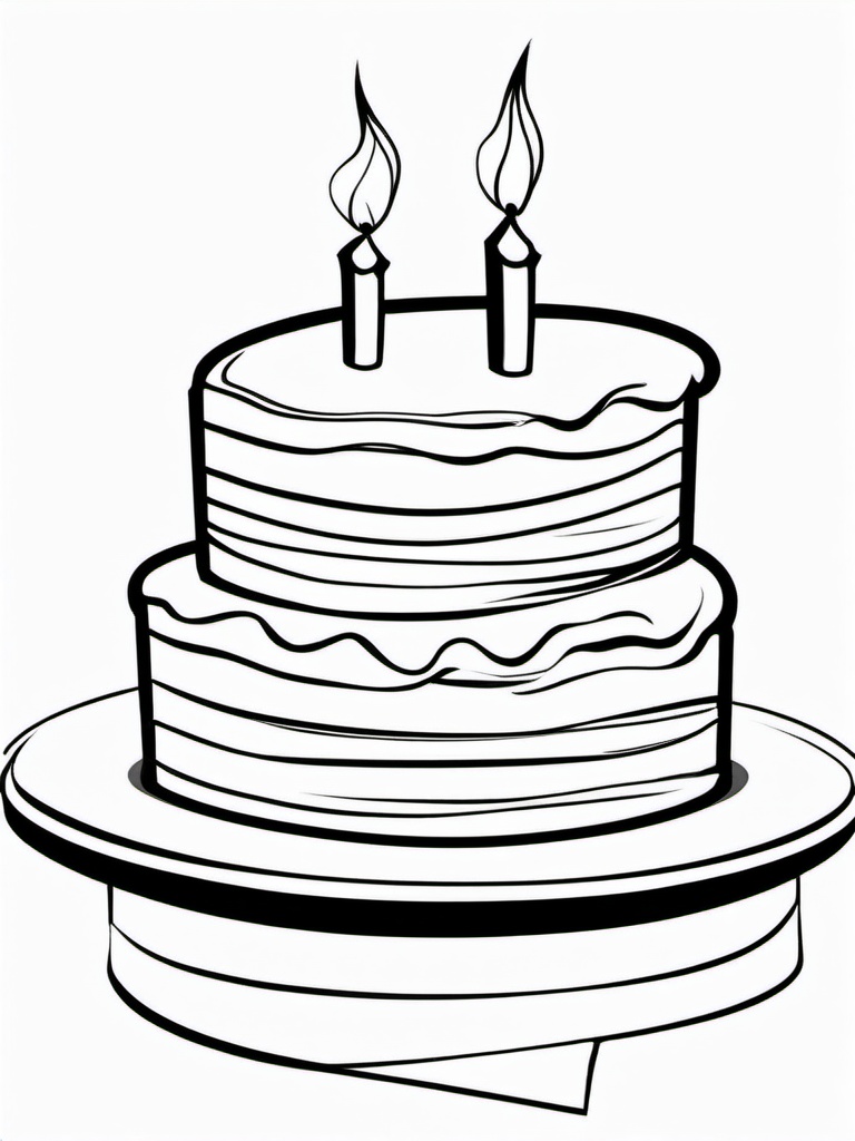 Cake Coloring Pages - Mini cake with a single candle  simple coloring pages