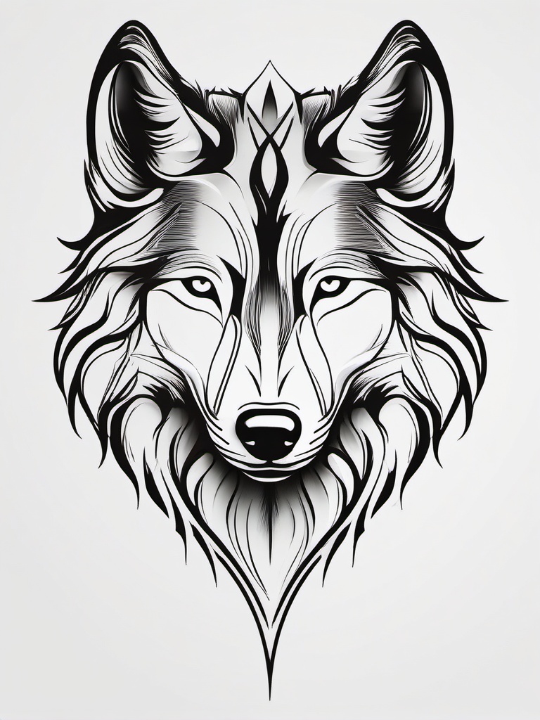 Simple Wolf Tattoo,less is more – a minimalist masterpiece, wolf depicted in its purest essence. , color tattoo design, white clean background