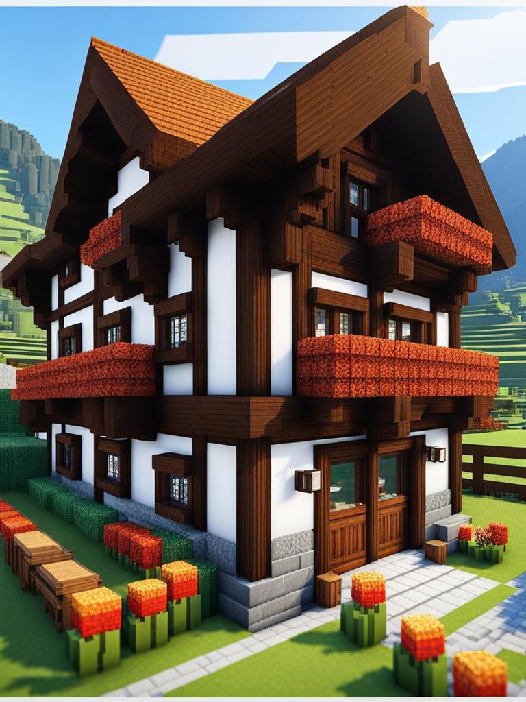 swiss chalet in a picturesque alpine valley - minecraft house ideas minecraft block style