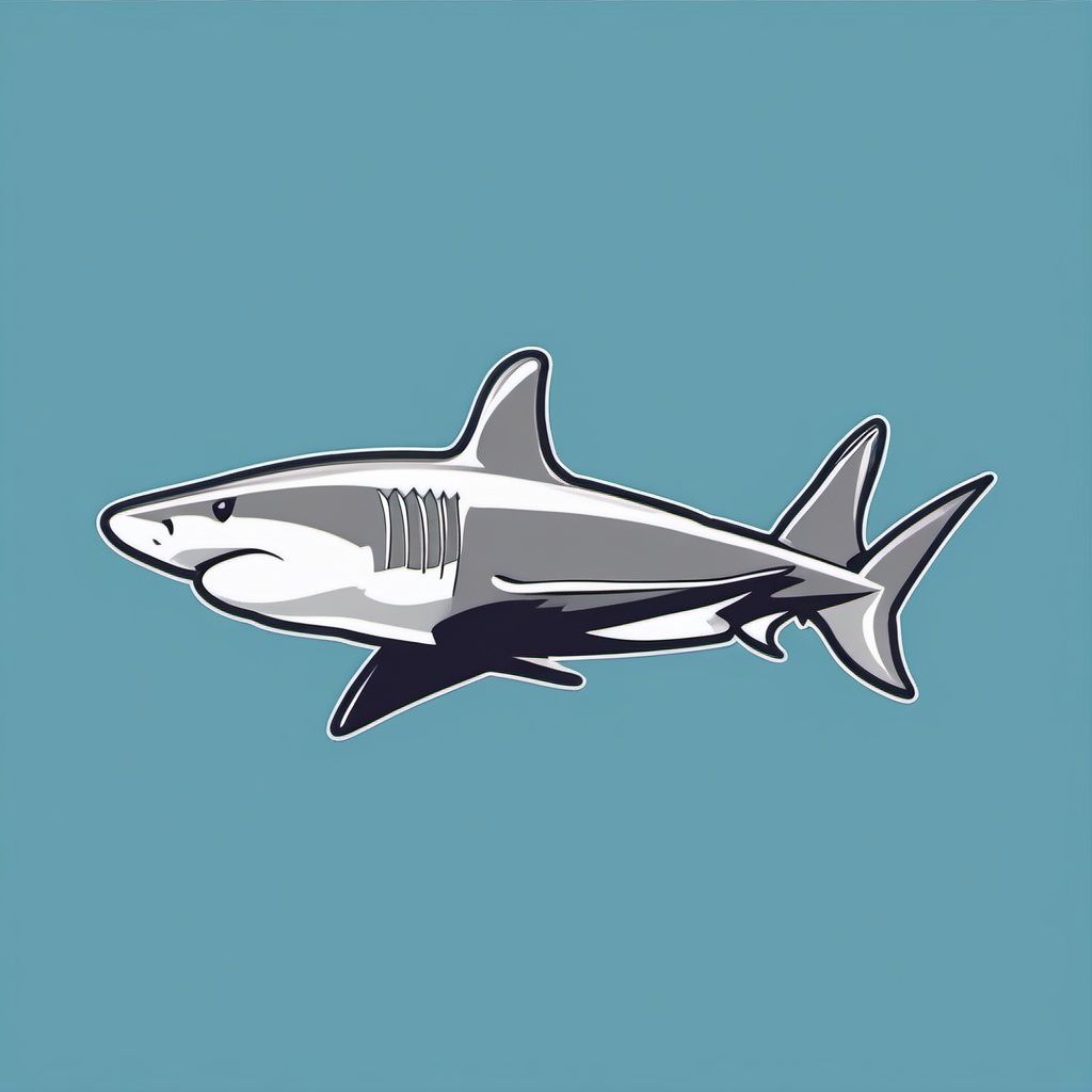 Shark Sticker - A sleek shark cruising through the ocean. ,vector color sticker art,minimal