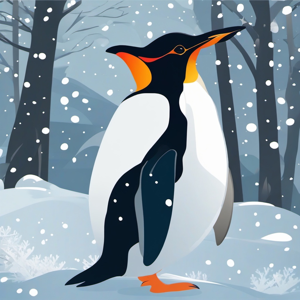 Penguin clipart - penguin in a winter scene  