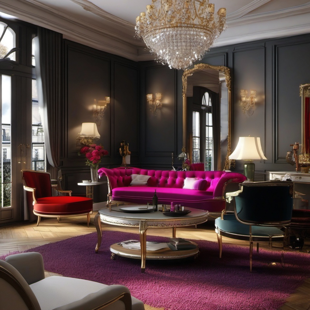 Elegant Parisian Salon - Add the elegance of a Parisian salon to your living room. , living room decor ideas, multicoloured, photo realistic, hyper detail, high resolution,