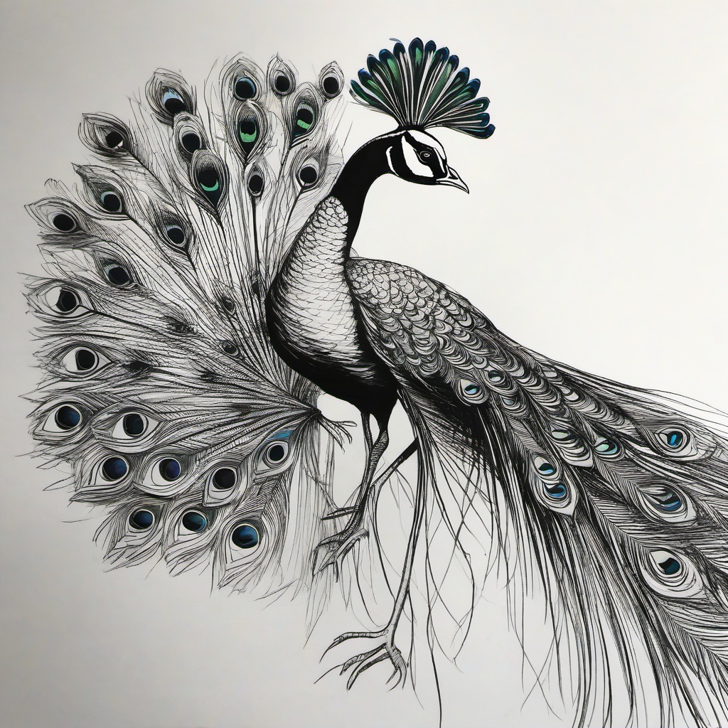 pencil sketch of peacock  minimal rough sketch scribbles,doodles,black and white