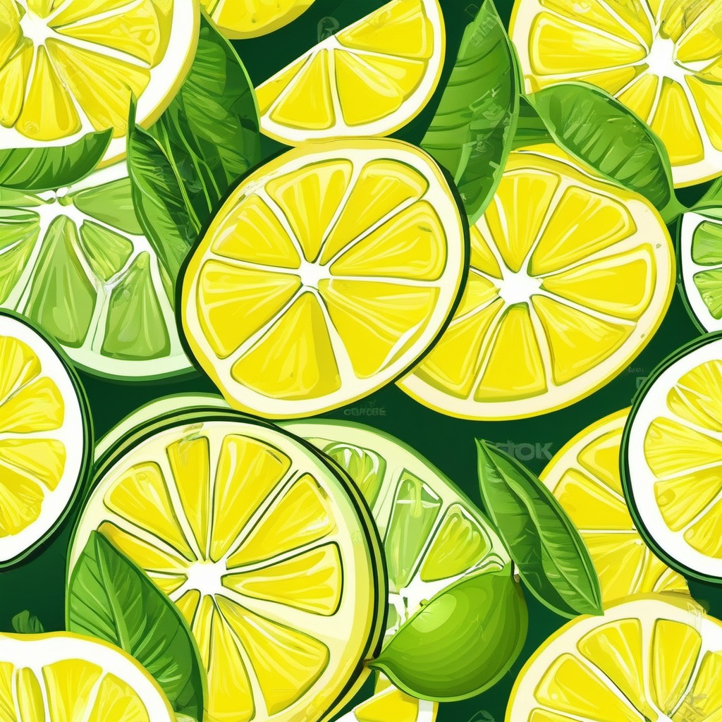 Lemon and Lime Slices Clipart - Slices of lemon and lime.  color vector clipart, minimal style