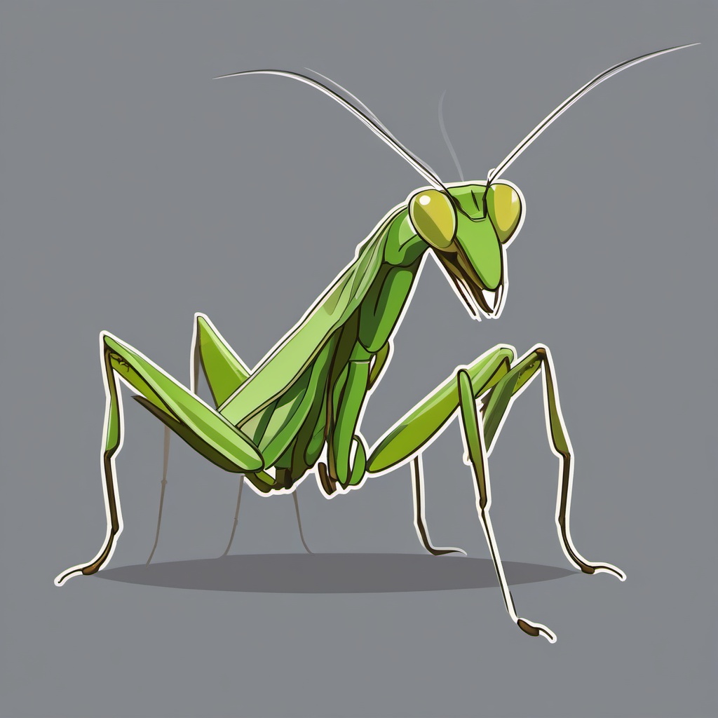 Praying Mantis in Attack Mode Clip Art - Praying mantis ready to strike in attack mode,  color vector clipart, minimal style