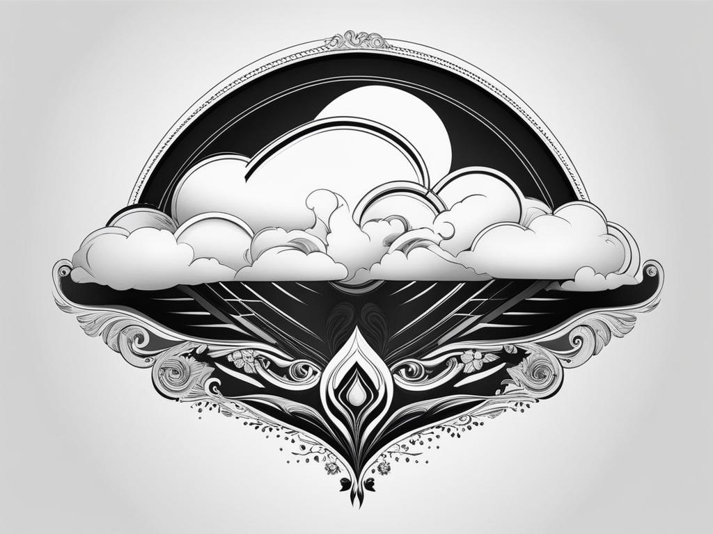 cloud tattoo black and white design 