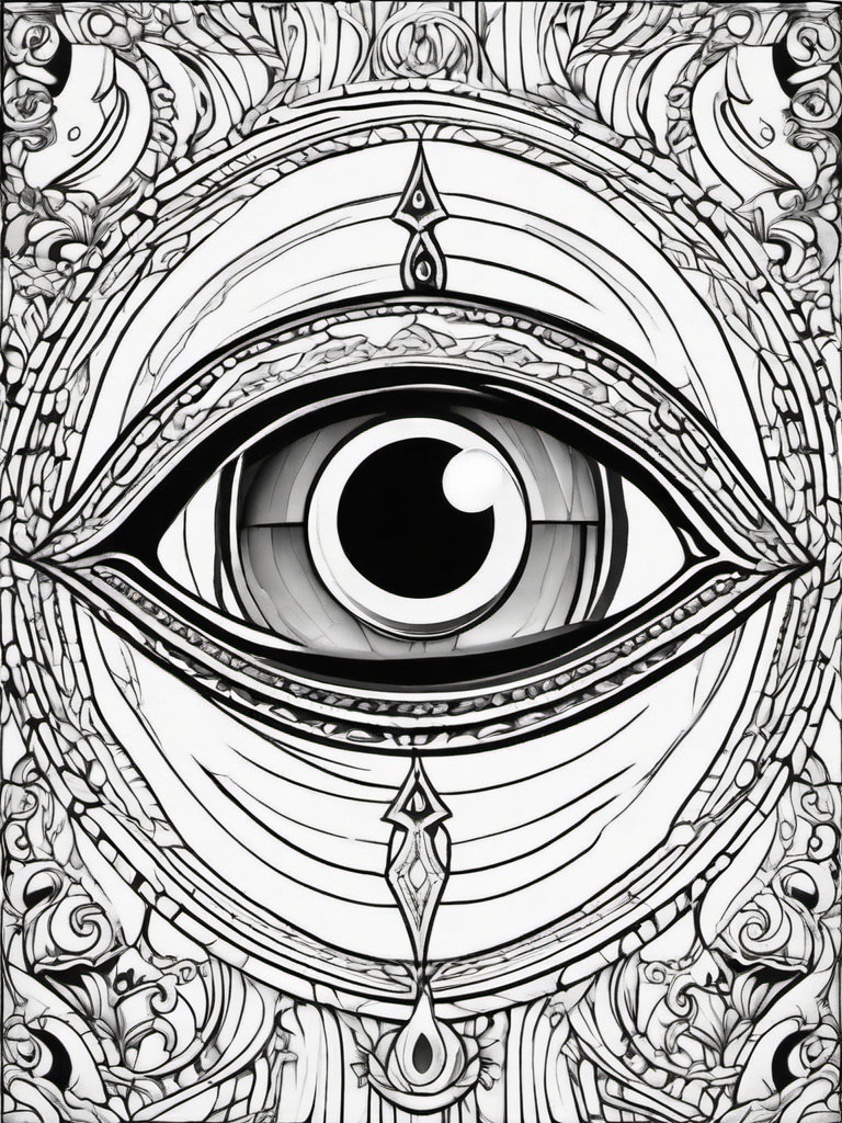 Horror Coloring Pages - Evil eye peering through a keyhole  simple coloring pages