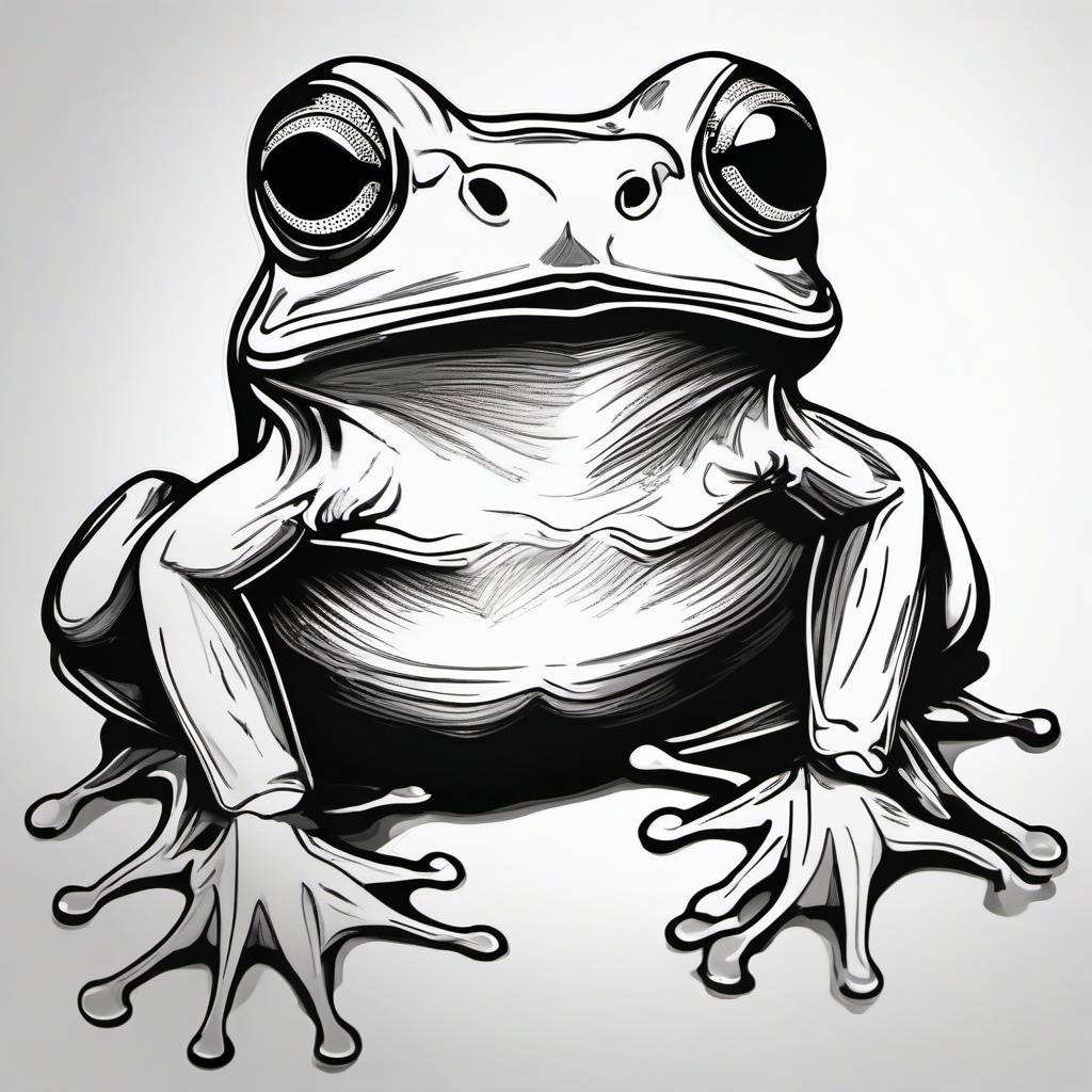 drawing of glossy frog  minimal rough sketch scribbles,doodles,black and white