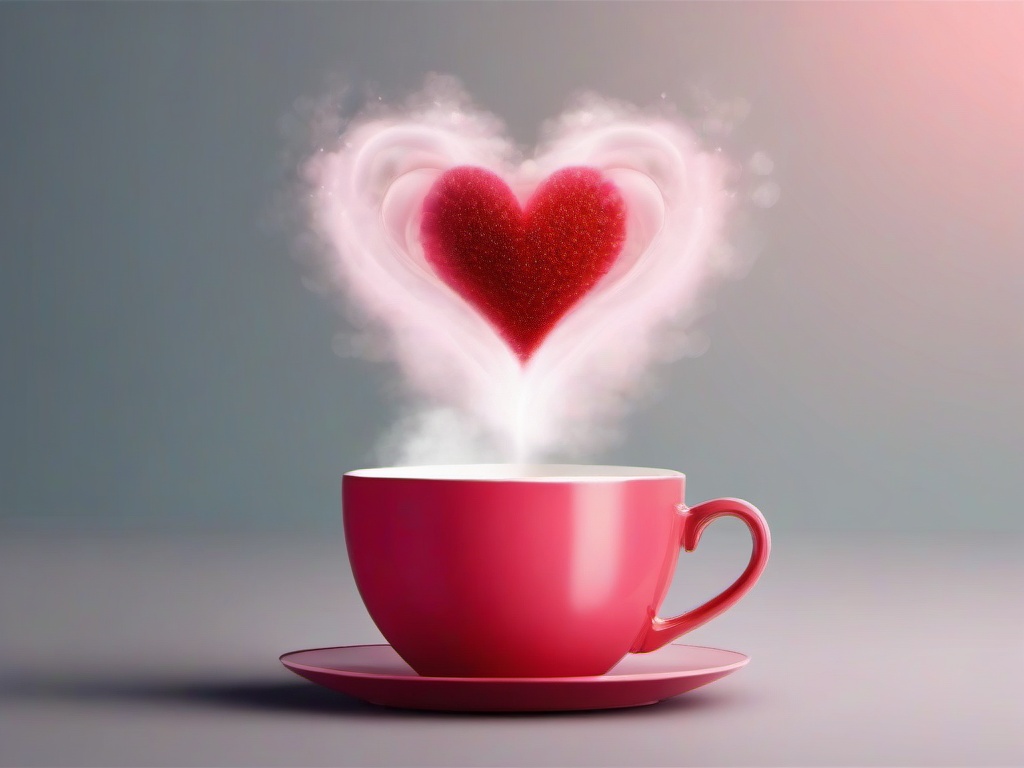 Valentine's Day background - Cup of tea with heart-shaped steam rising  aesthetic background wallpaper