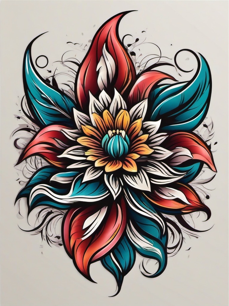 chicano flower tattoo  simple vector color tattoo