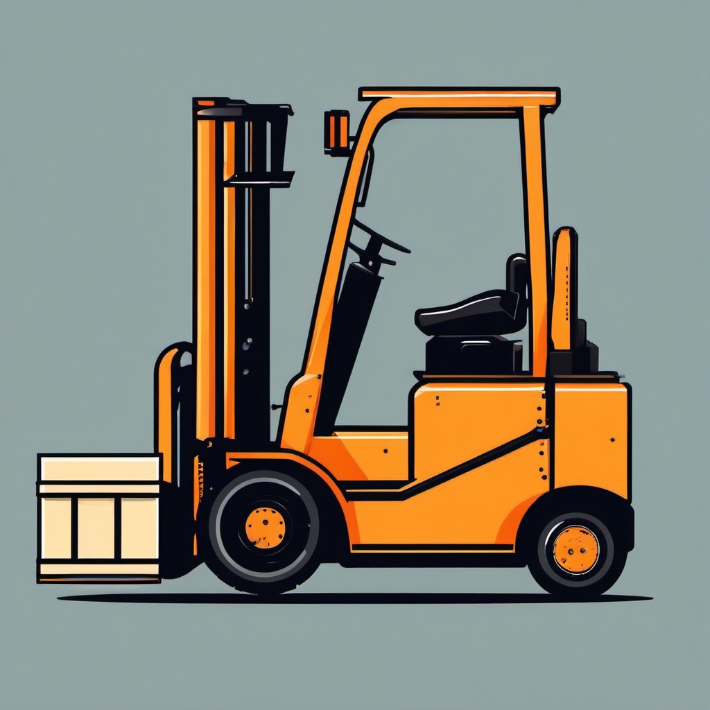 Forklift Clipart - A forklift for lifting heavy loads.  transport, color vector clipart, minimal style