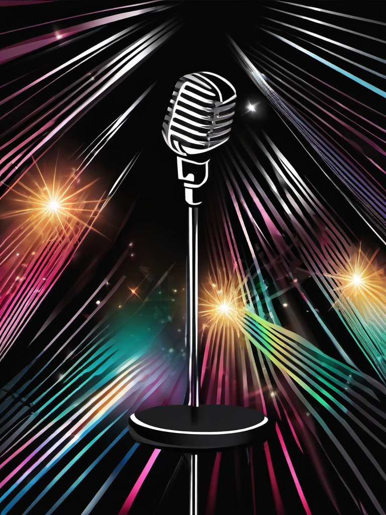 Microphone clipart - microphone surrounded by concert lights  