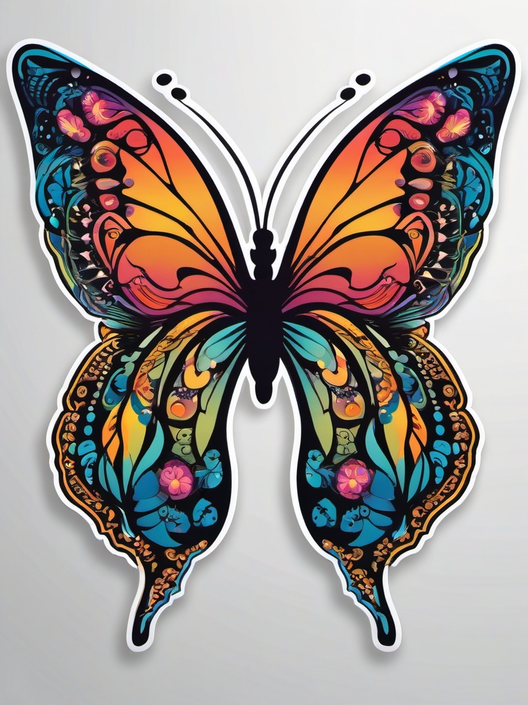 Butterfly Sticker - A colorful butterfly with intricate wing patterns. ,vector color sticker art,minimal