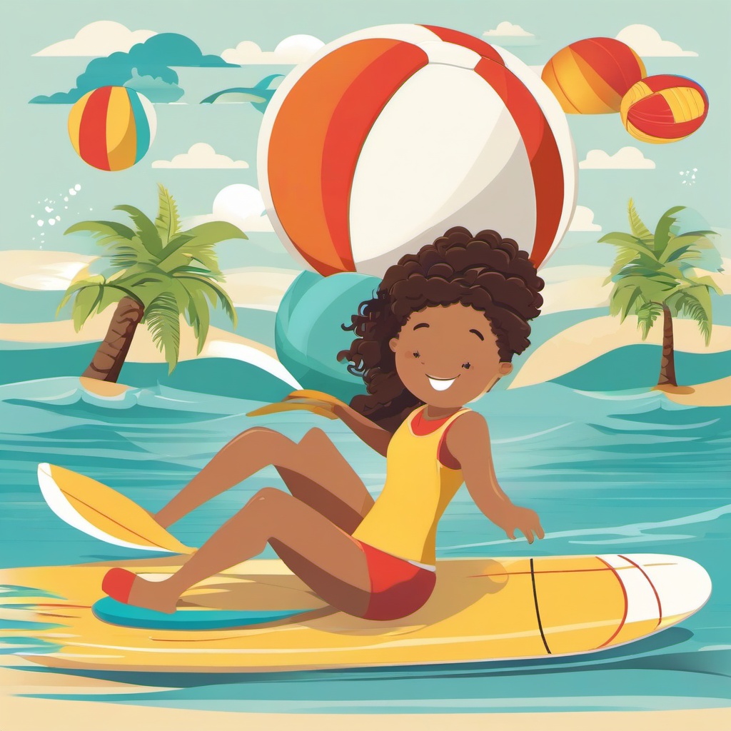 Summer clipart - summer sports like volleyball or surfing  