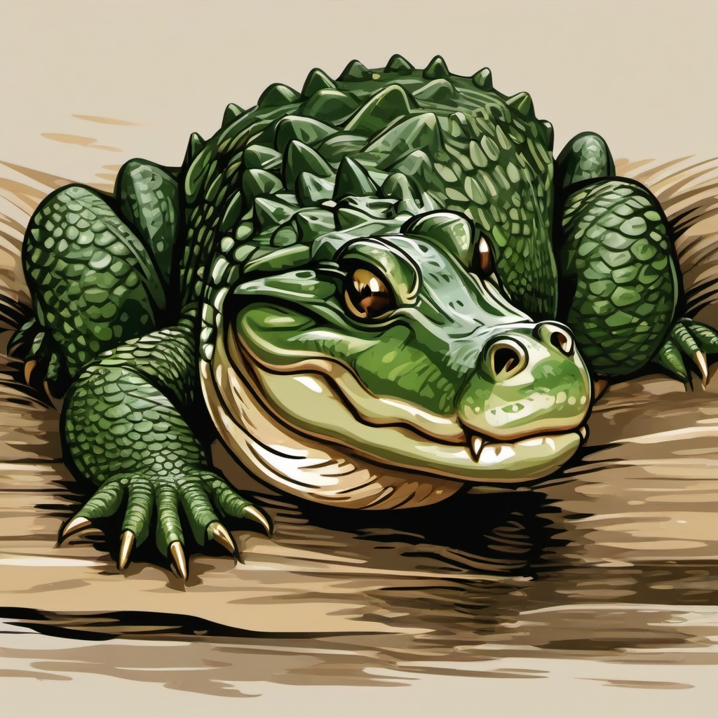 Alligator clipart - baby alligator with playful features  