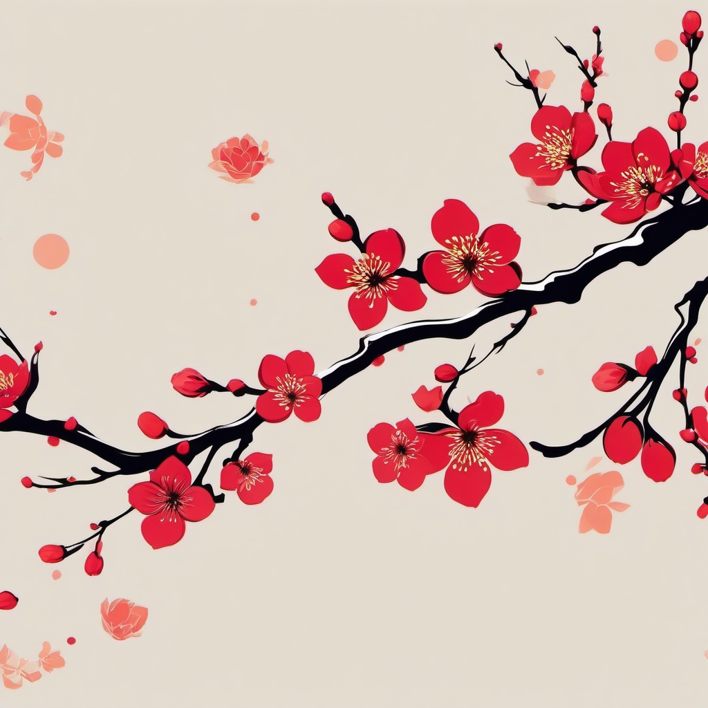 plum blossom flower tattoo  simple vector color tattoo