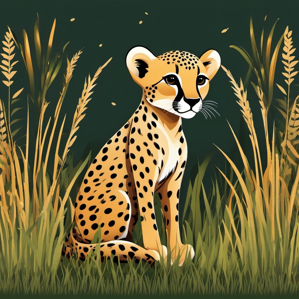 Cute Cheetah in the African Grasslands  clipart, simple