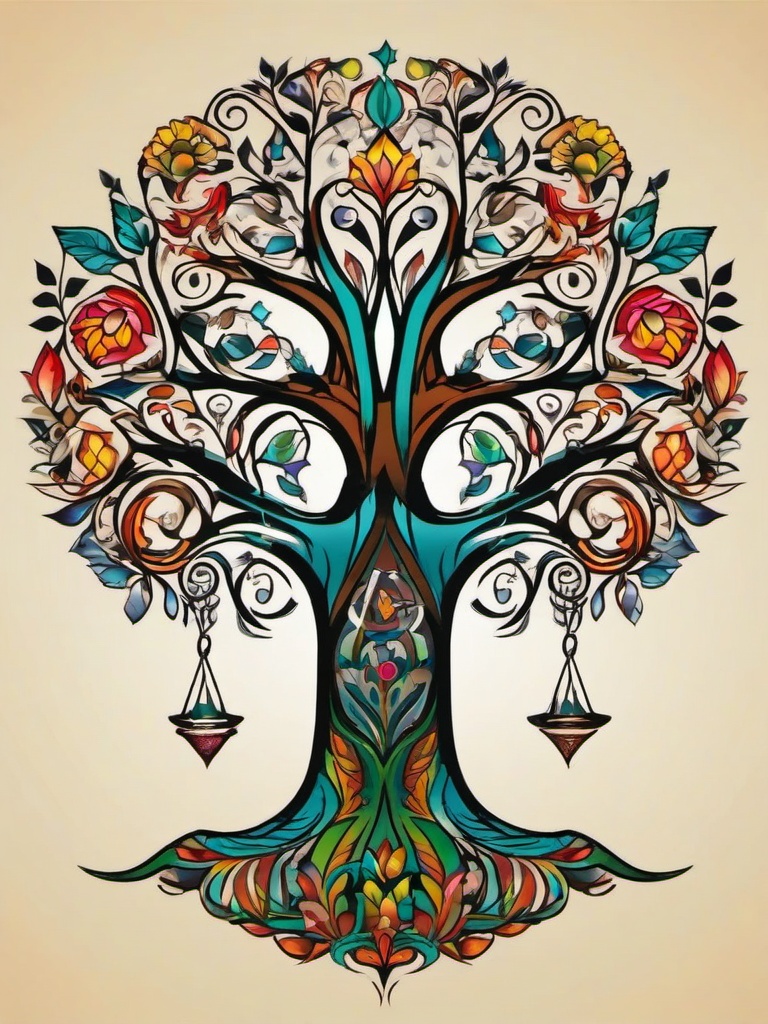 color tree of life tattoo  simple vector color tattoo