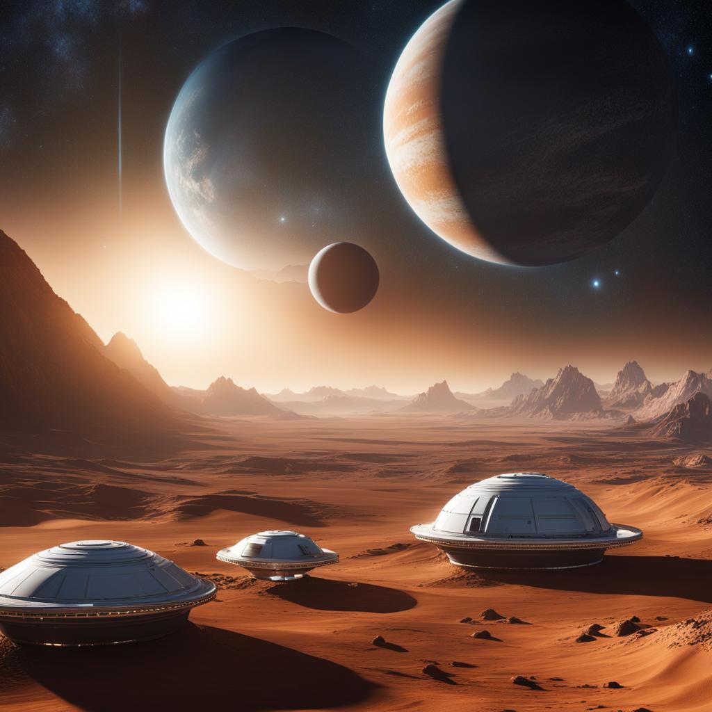 space colonization on distant planets in 3d rendering and professional photography 