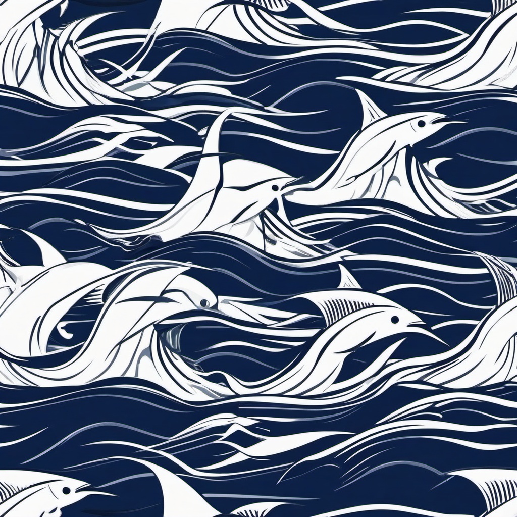 Swordfish Clipart - Swordfish charging through the waves , minimal, 2d