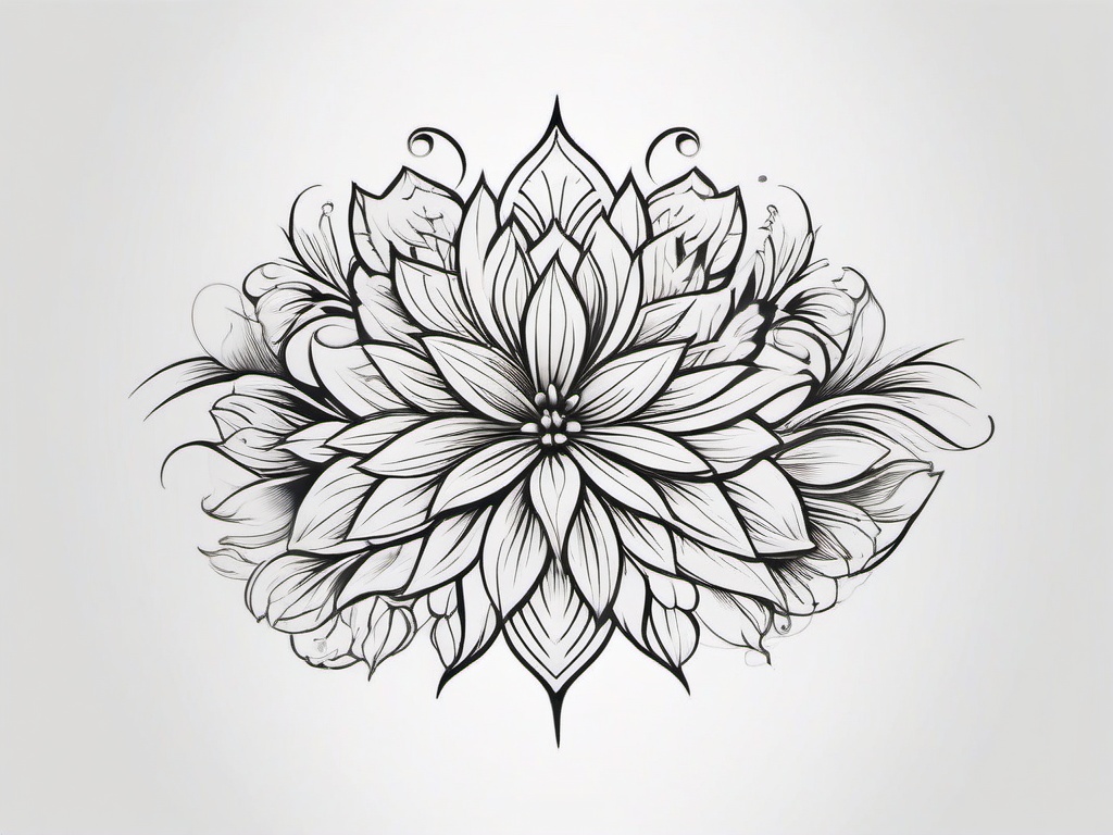 Flower Tattoo Black - Black-colored tattoo featuring various floral motifs.  simple color tattoo,minimalist,white background