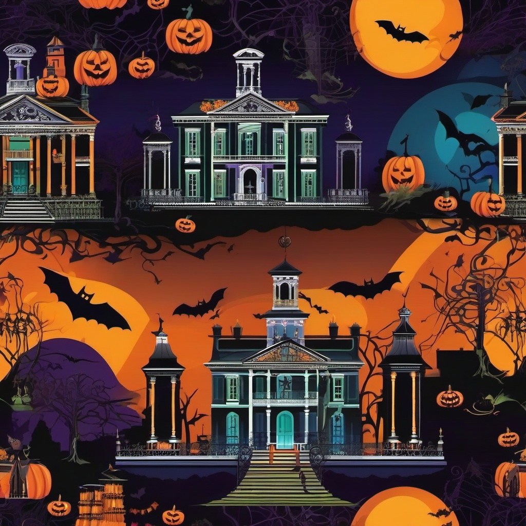 Halloween Wallpaper - Haunted Mansion in New Orleans wallpaper splash art, vibrant colors, intricate patterns