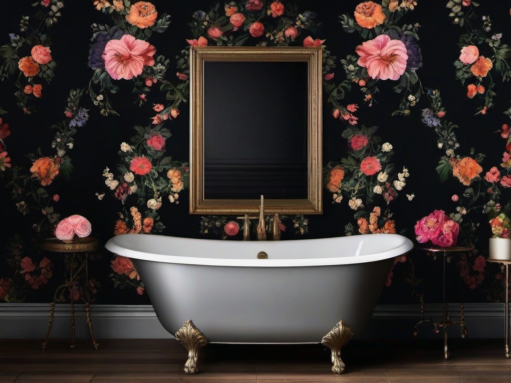 Dark Floral Wallpaper Bathroom  ,desktop background wallpaper