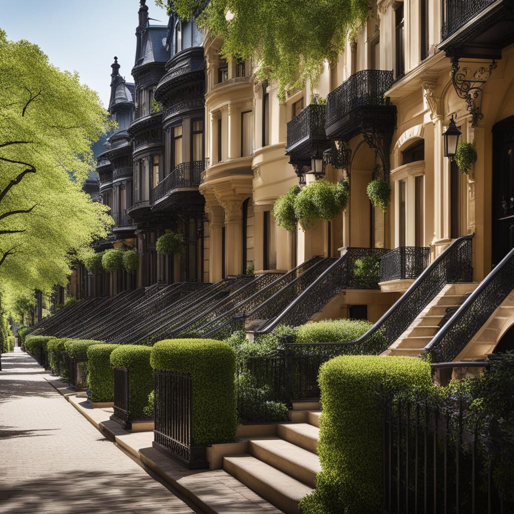 stroll down a tree-lined avenue, with elegant townhouses and wrought iron balconies. 