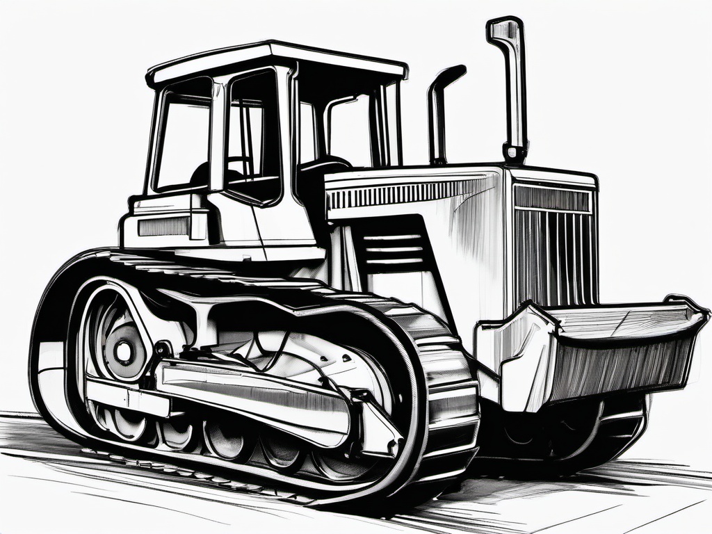 sketch of a bulldozer  minimal rough sketch scribbles,doodles,black and white