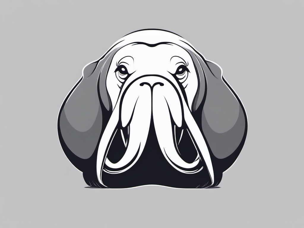 Walrus cartoon  minimal, white background