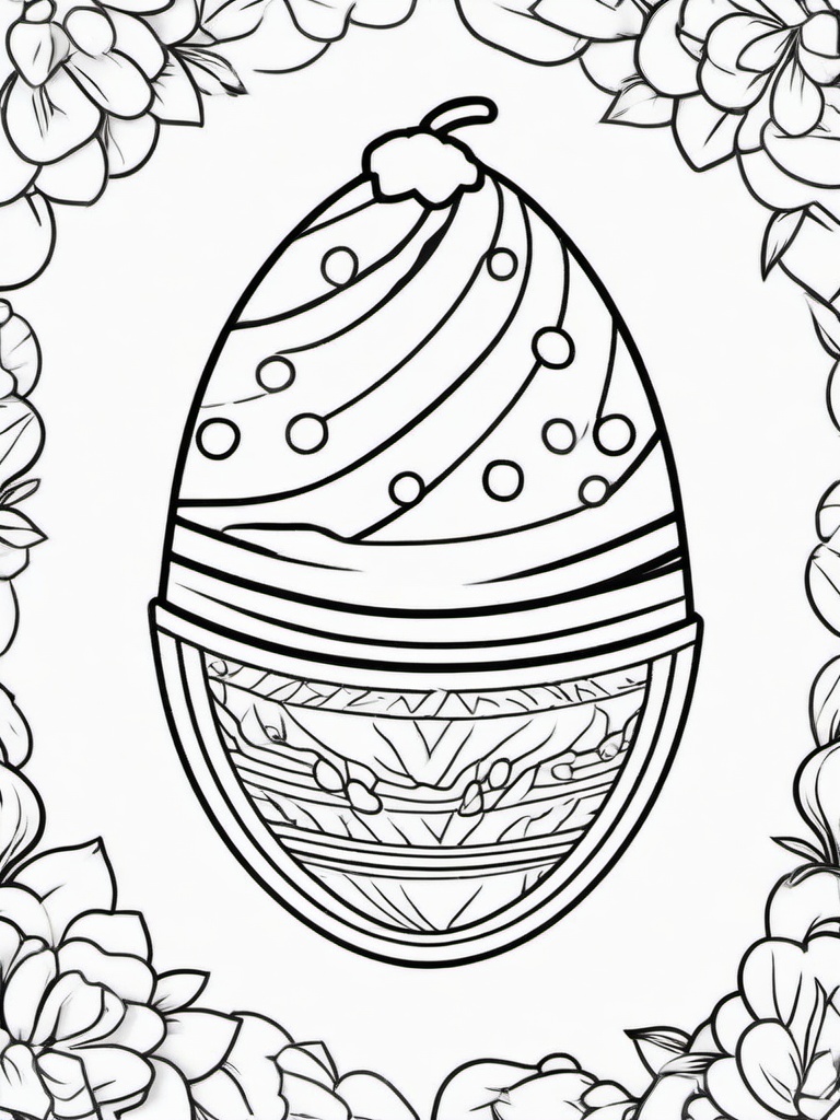 Easter Egg with Ice Cream Design Coloring Pages - Egg Decorated Like an Ice Cream Cone  minimal black outline printable sheet, coloring page