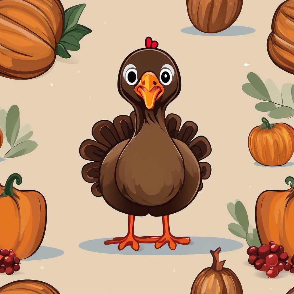 Turkling clipart - Baby turkey exploring the barn, ,vector color clipart,minimal