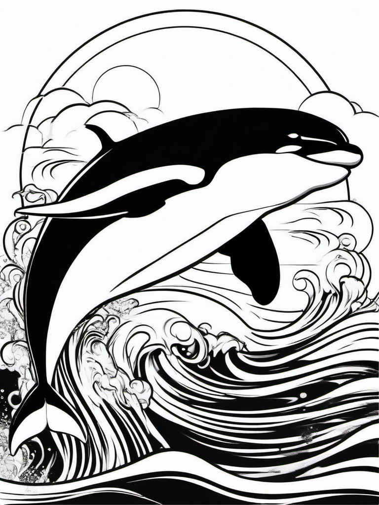 Orca Coloring Pages - Powerful Black and White Predator  black outline printable sheet, coloring page