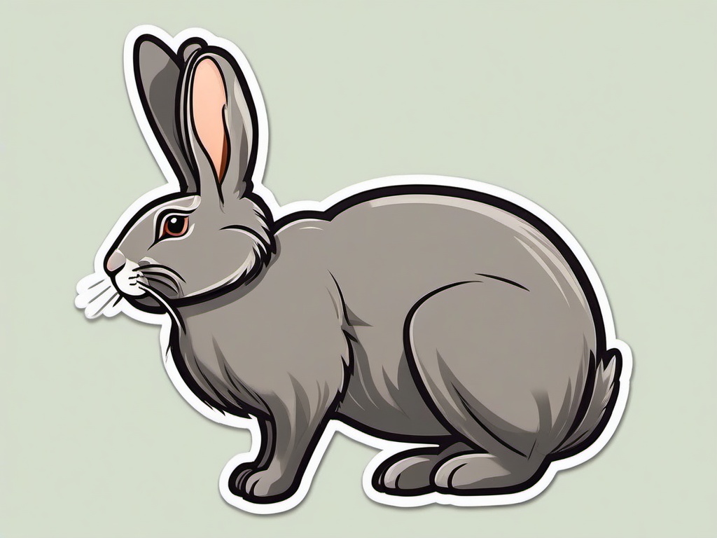 Flemish Giant Rabbit cartoon - large, gentle rabbit breed  cartoon sticker style