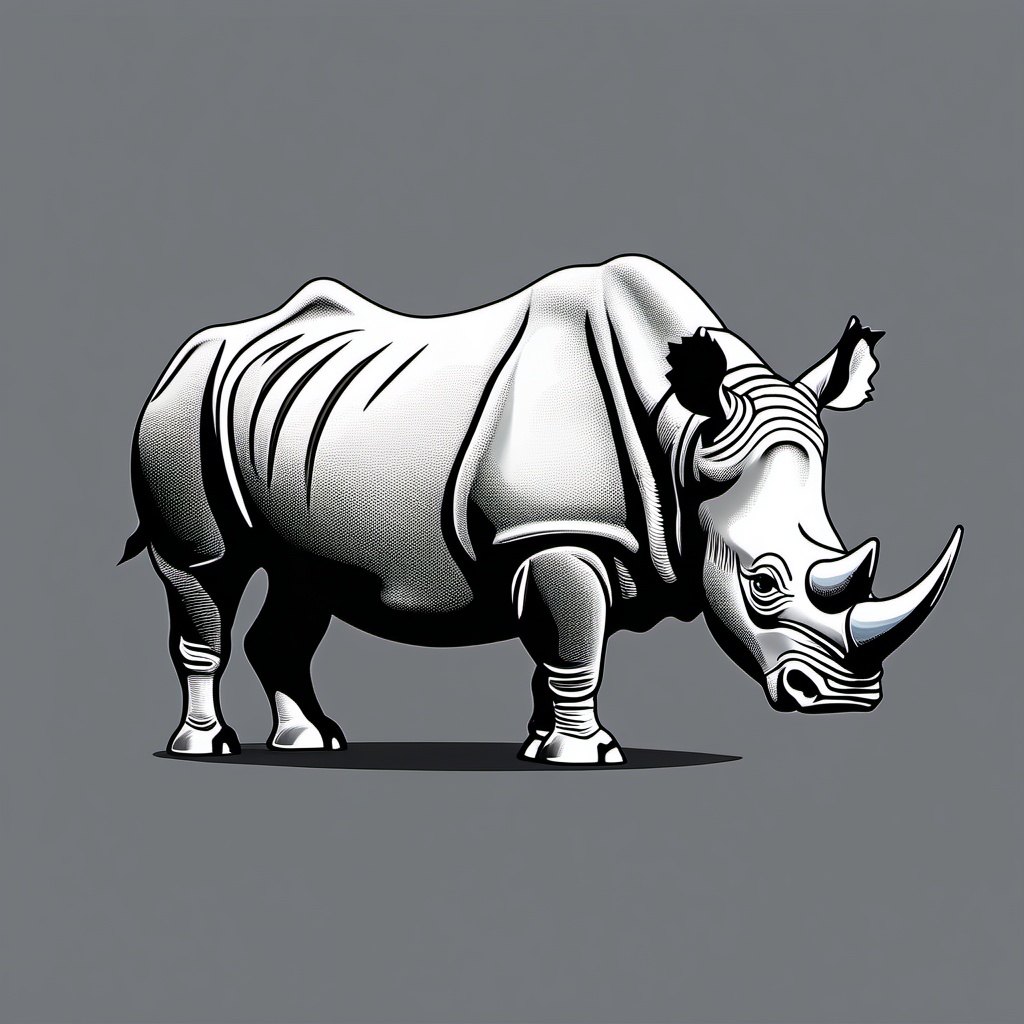 Rhinoceros clipart - Massive herbivore with a horned snout, ,vector color clipart,minimal