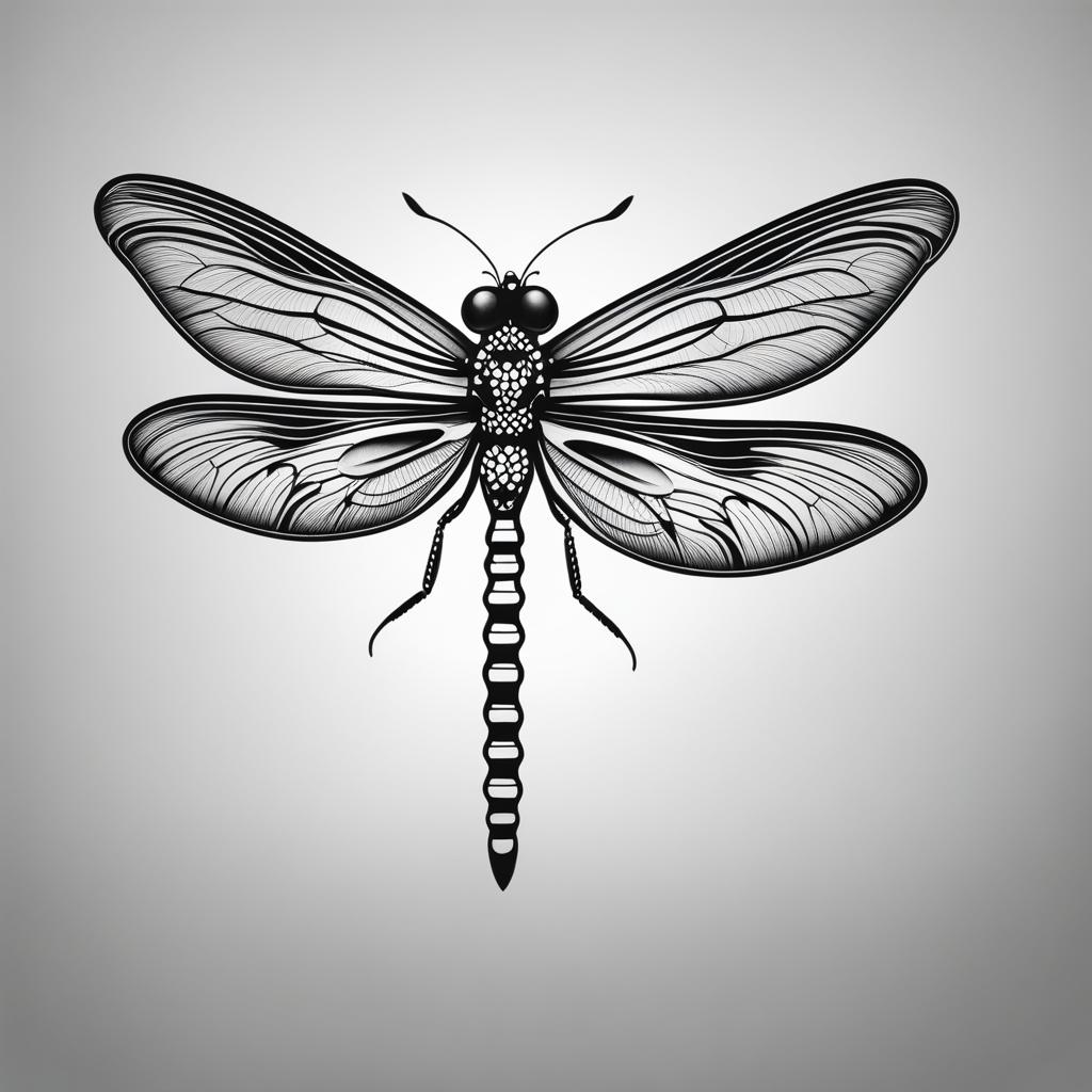 dragonfly tattoo black and white design 