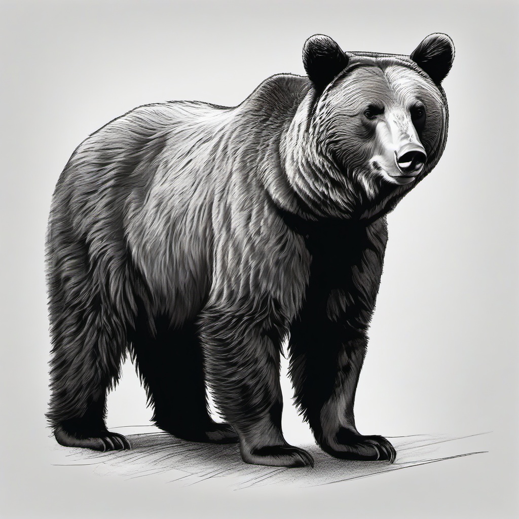 drawing of a Syrian brown bear  minimal rough sketch scribbles,doodles,black and white