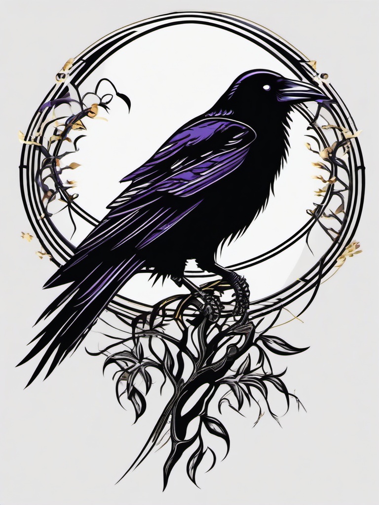 raven skeleton tattoo  simple vector color tattoo