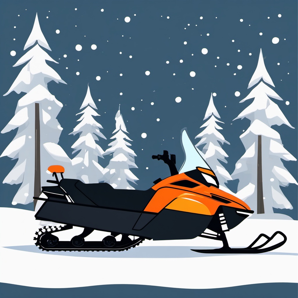 Snowmobile Clipart - A snowmobile ready for winter adventures.  transport, color vector clipart, minimal style