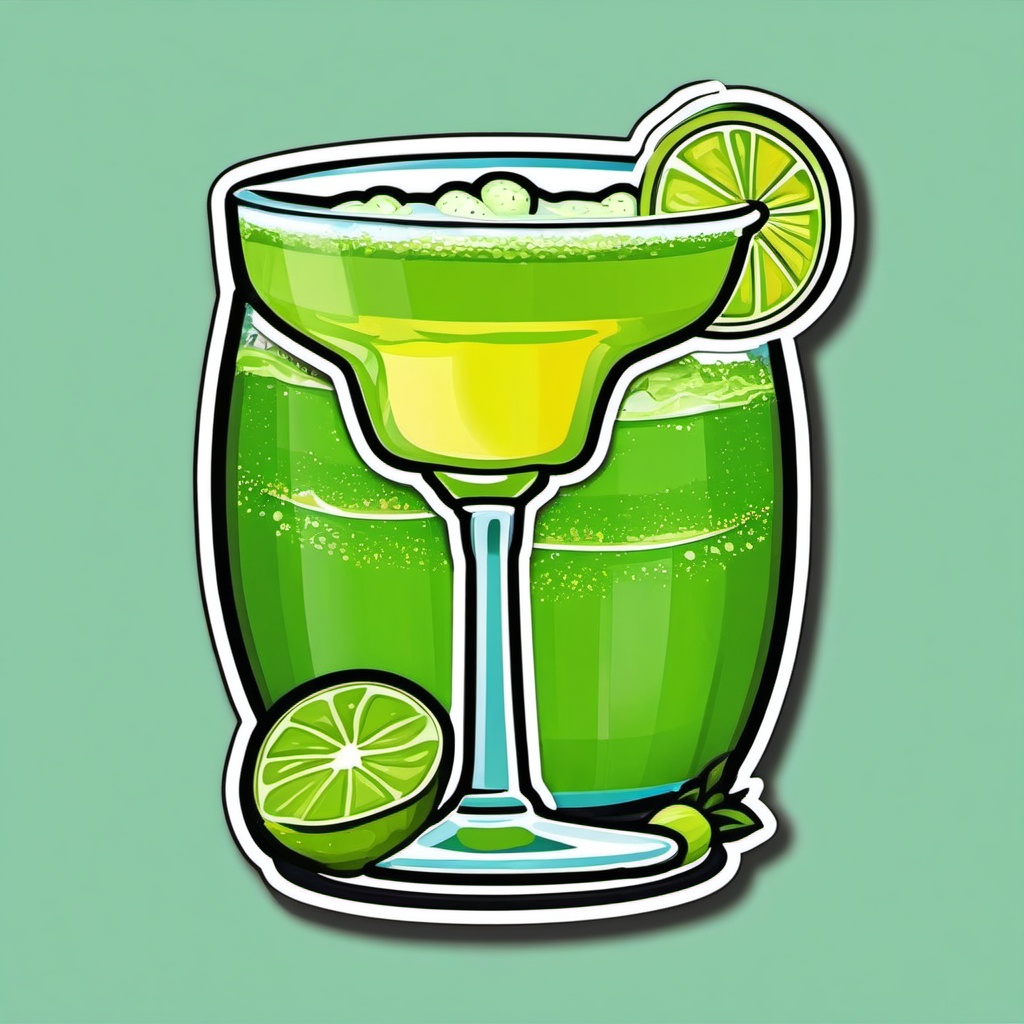 Margarita Madness sticker- Classic lime margarita with a salted rim, perfect for summer fiestas and beach vibes., , color sticker vector art