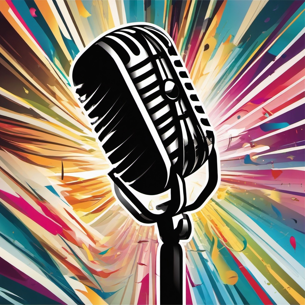 Microphone clipart - microphone surrounded by colorful sound waves  